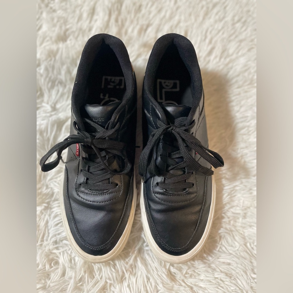 Levi's Mens Munro Faux Leather Retro Low Top Sneakers Black Classic Shoes 10 - Picture 3 of 9